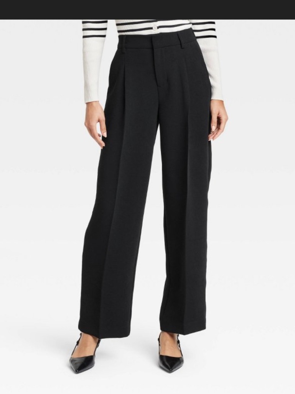 Wide-Leg Black Trousers - Women's Tailored Pants 12 LONG NWOT